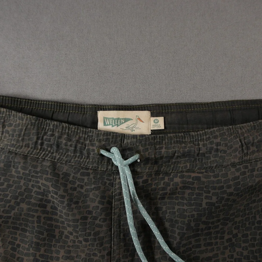 Wellen Pebble Stretch Men Swim Shorts Trunks M Green Lined Surf Vacation Travel